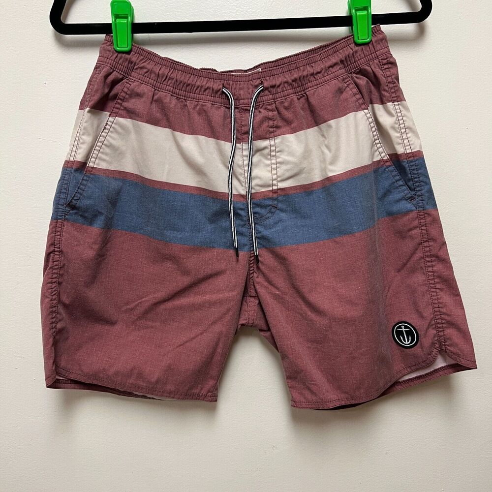 Captain Fin Swim Trunks Size 28 Colorblock Red Surf Drawstring Outdoors